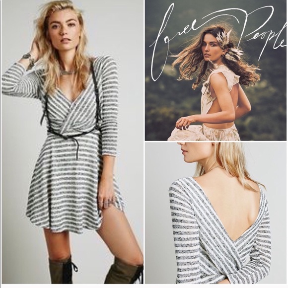 Free People Dresses & Skirts - Free People gray striped knit skater dress XS